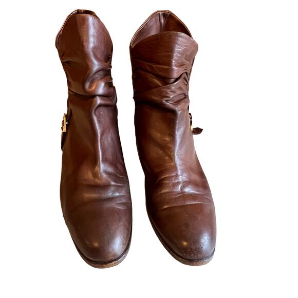 Gucci Leather Slouchy Flat Ankle Boots Brown 8 - Picture 4 of 15